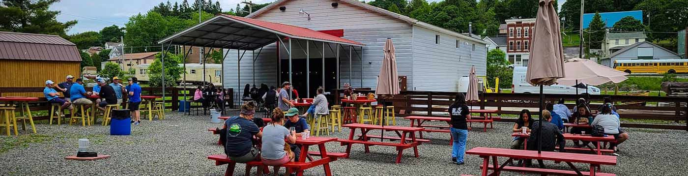 Residents and visitors enjoying a community dinner event Preston County West Virginia